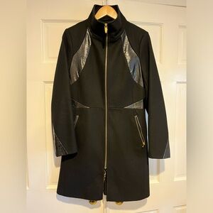 Via Spiga Black size 8 Wool and Leather Accent Coat